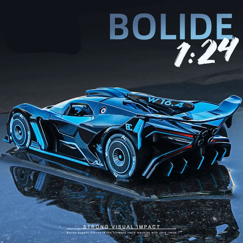 1:24 Bugatti Bolide Alloy Sports Car Model Diecasts & Toy Vehicles Metal Concept Car Model Simulation Sound Light Childrens Gift