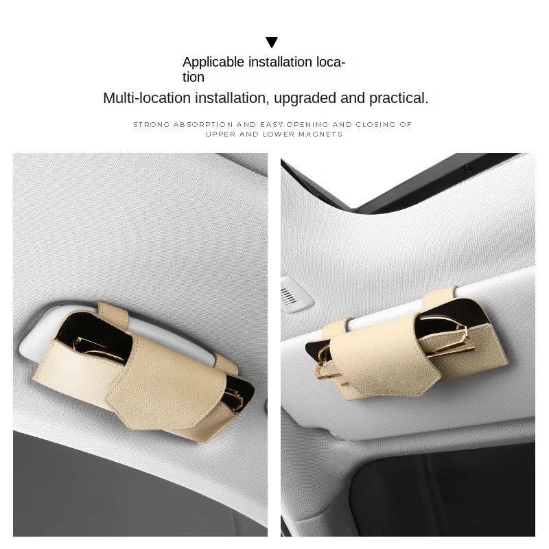 Car Glasses Case Auto Sun Visor Glasses Holder Sunglasses Clip Card Ticket Holder Universal Multi-Function Car Accessories