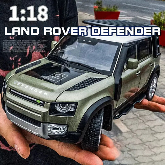 Large 1:18 Land Rover Defender SUV Off-road Alloy Model Car Diecast Toy Car Collection Simulation Sound Light Children Day Gifts