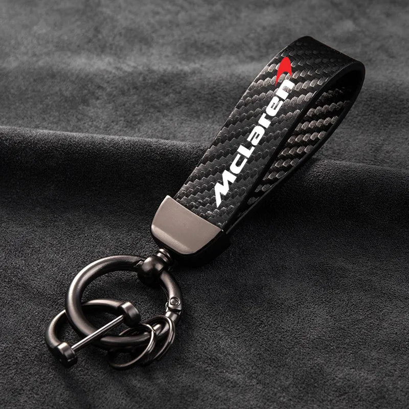 Leather carbon fiber car keychain zinc alloy key ring for MCLAREN Artura 750S GT P1 650S  car accessories