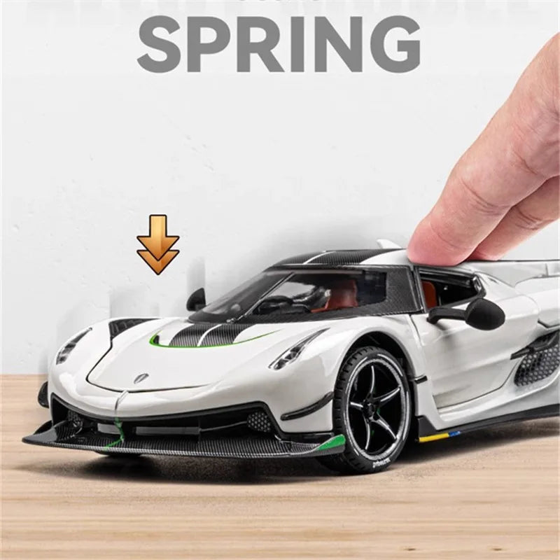 1:24 Koenigsegg Jesko Attack Alloy Sports Car Model Diecast Metal Racing Car Model Simulation Sound and Light Childrens Toy Gift