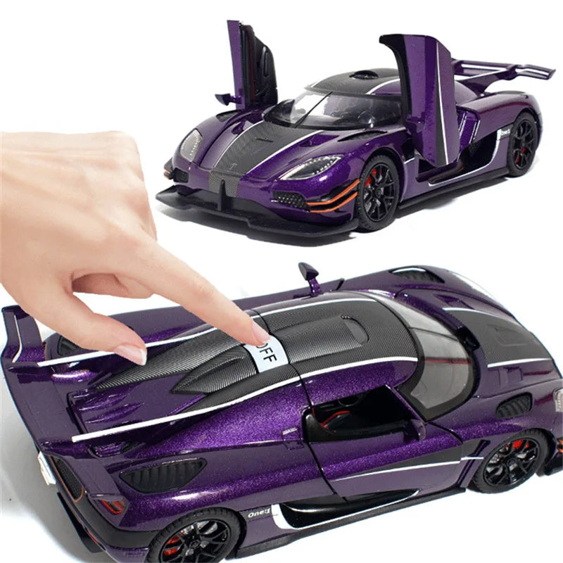 1:24 Koenigsegg ONE 1 Alloy Sports Car Model Diecasts Metal Racing Car Model High Simulation Sound and Light Childrens Toys Gift