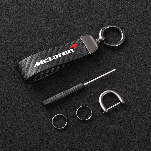 Leather carbon fiber car keychain zinc alloy key ring for MCLAREN Artura 750S GT P1 650S  car accessories