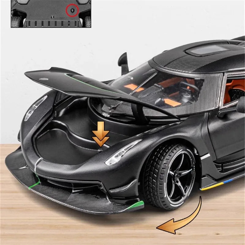 1:24 Koenigsegg Jesko Attack Alloy Sports Car Model Diecast Metal Racing Car Model Simulation Sound and Light Childrens Toy Gift