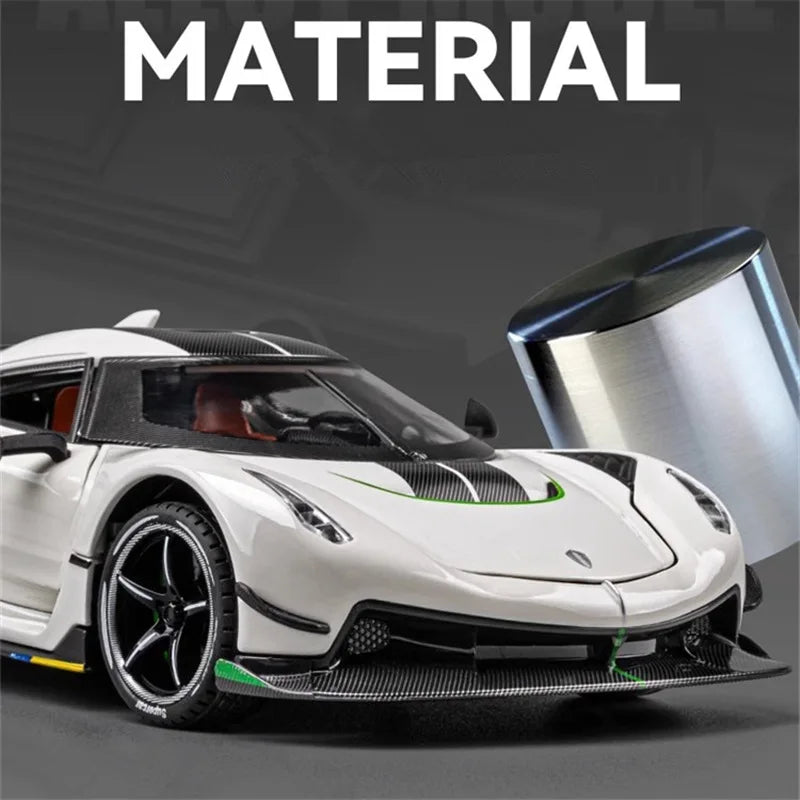 1:24 Koenigsegg Jesko Attack Alloy Sports Car Model Diecast Metal Racing Car Model Simulation Sound and Light Childrens Toy Gift