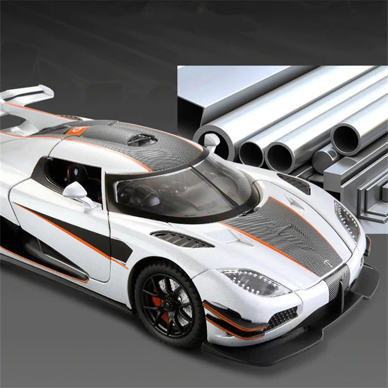 1:24 Koenigsegg ONE 1 Alloy Sports Car Model Diecasts Metal Racing Car Model High Simulation Sound and Light Childrens Toys Gift