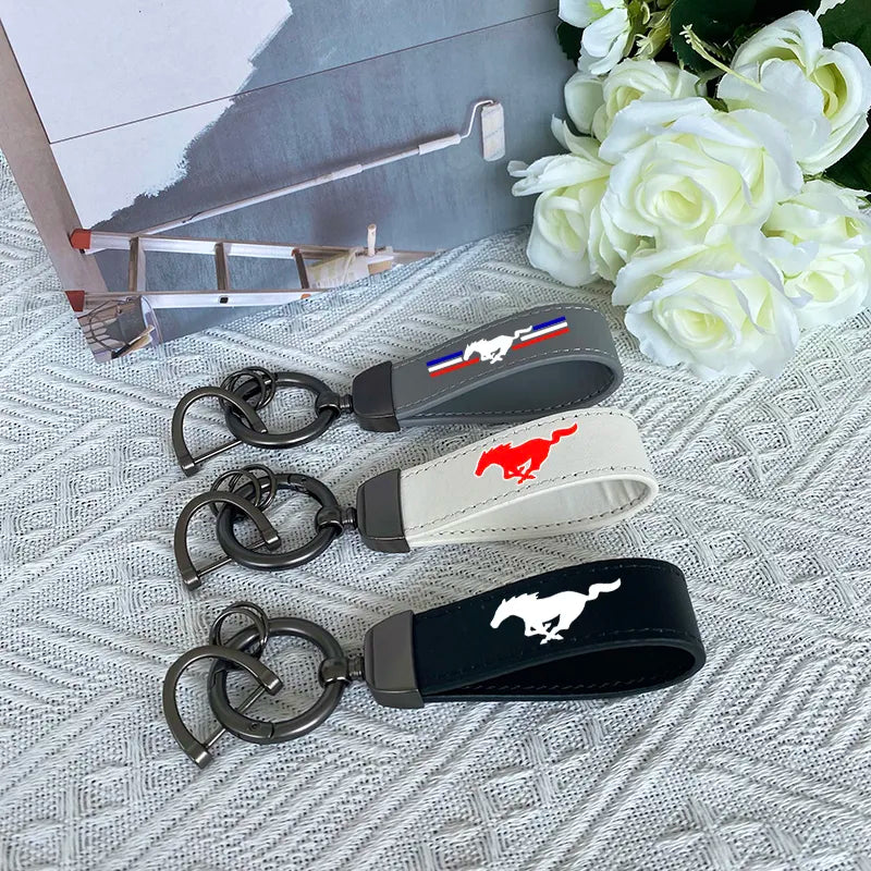 Ford Mustang Leather Keychain