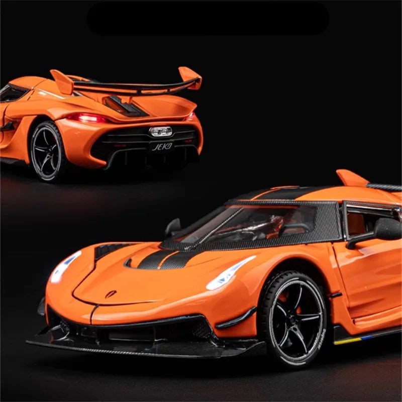 1:24 Koenigsegg Jesko Attack Alloy Sports Car Model Diecast Metal Racing Car Model Simulation Sound and Light Childrens Toy Gift