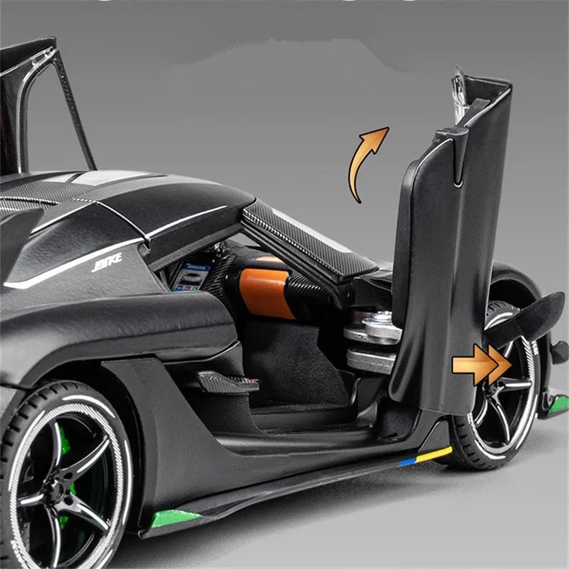 1:24 Koenigsegg Jesko Attack Alloy Sports Car Model Diecast Metal Racing Car Model Simulation Sound and Light Childrens Toy Gift