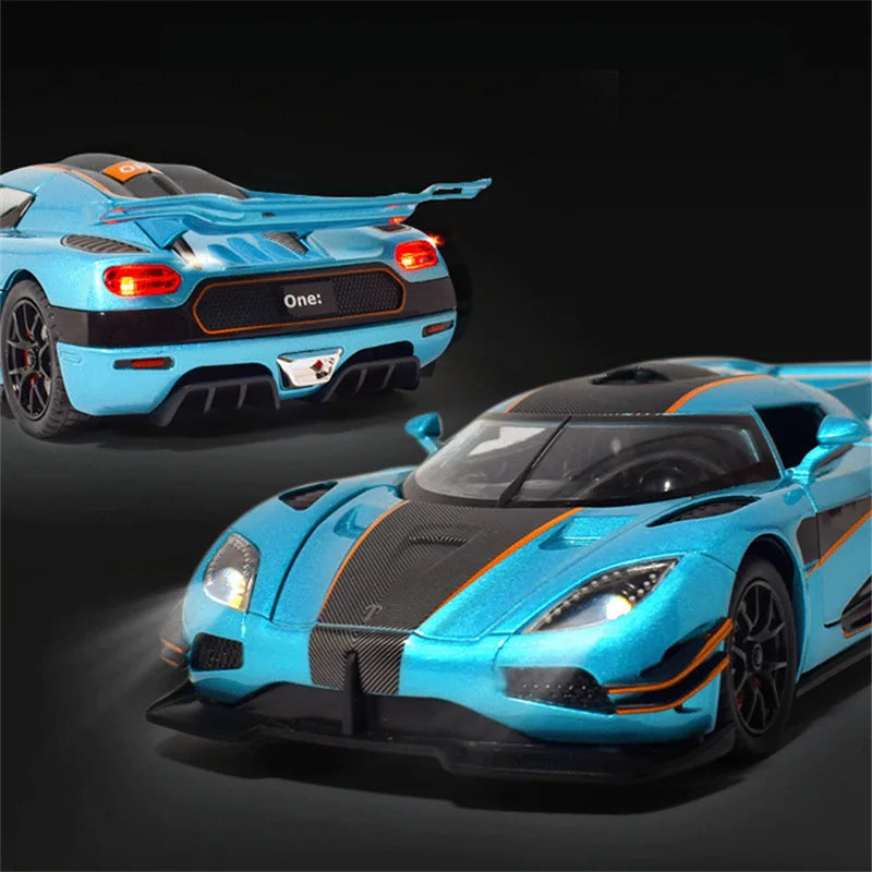 1:24 Koenigsegg ONE 1 Alloy Sports Car Model Diecasts Metal Racing Car Model High Simulation Sound and Light Childrens Toys Gift